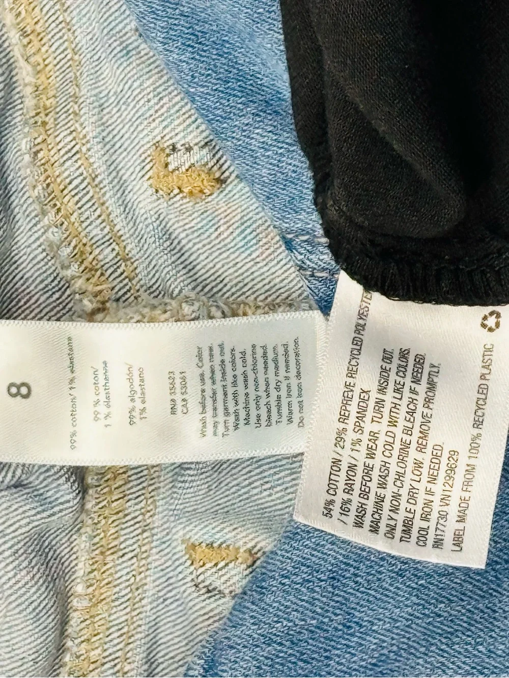 Lot of 2 girls denim skirts. The blue shirt is a size 8, black skirt is size 7/8